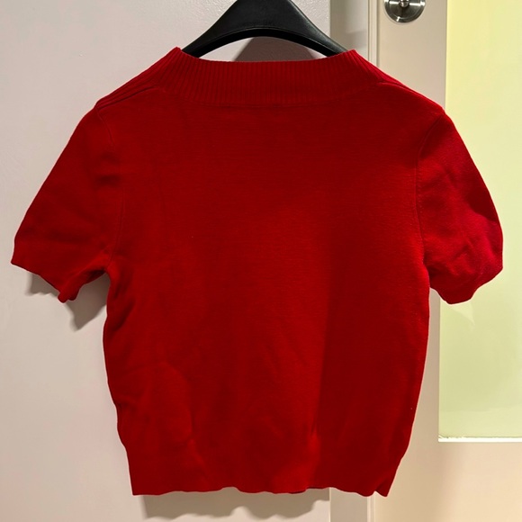 Short Sleeved Red Knit Top - Picture 2 of 6